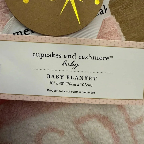 NWT Cupcakes and Cashmere Baby Blanket Pink Ivory Alphabet Print Throw - Picture 4 of 7